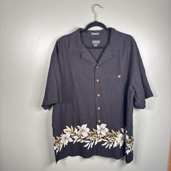 St John’s Bay Short Sleeve‎ Button Up Silk Vacation Hawaiian Shirt Mens XL EUC - Picture 1 of 9